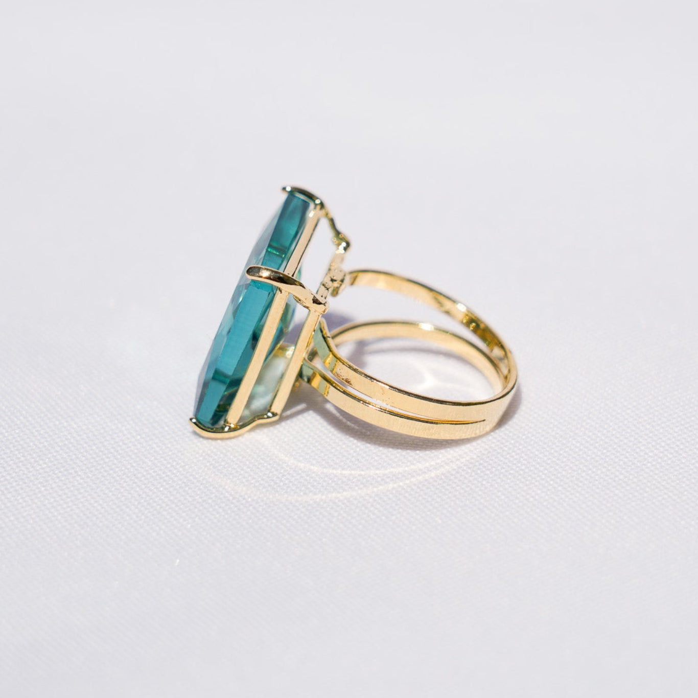 Blue Topaz Polished Square Gold Ring