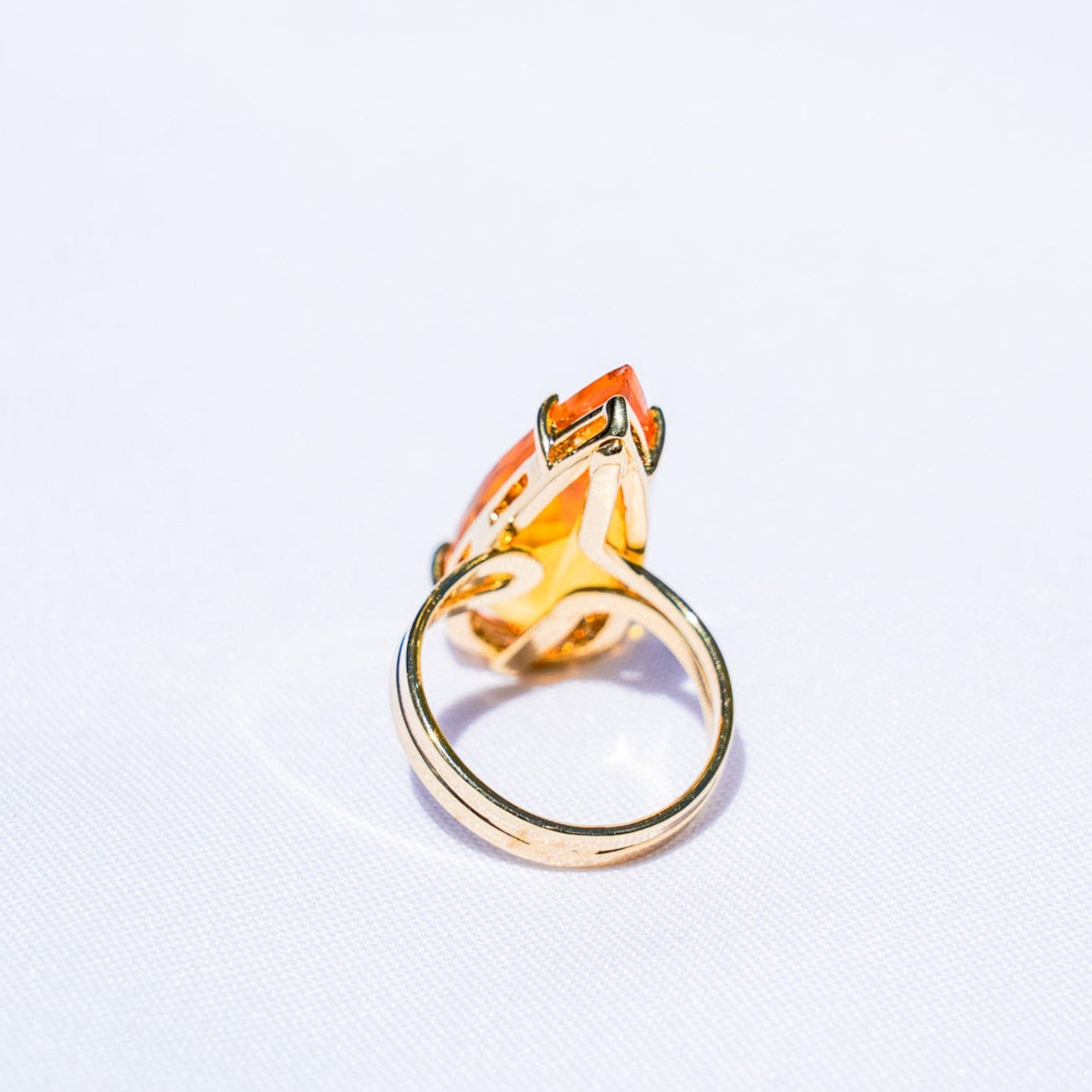 Citrine Polished Teardrop Gold Ring
