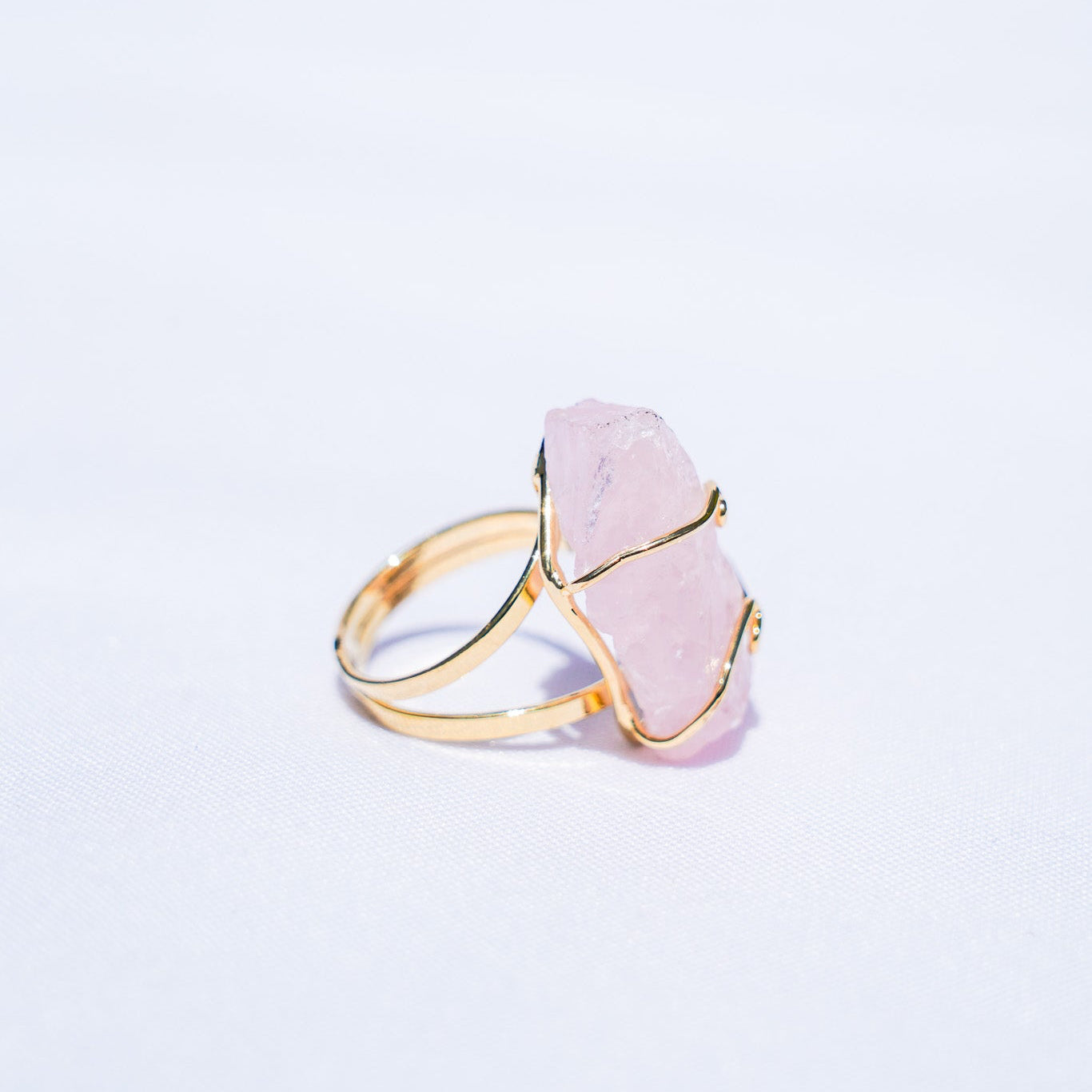 Rose Quartz Wire Gold Ring
