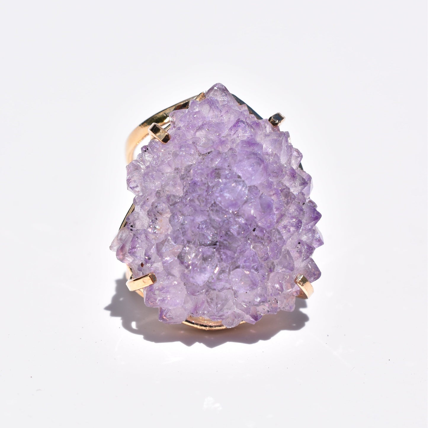 Amethyst Druzy Double-Band Gold Ring
