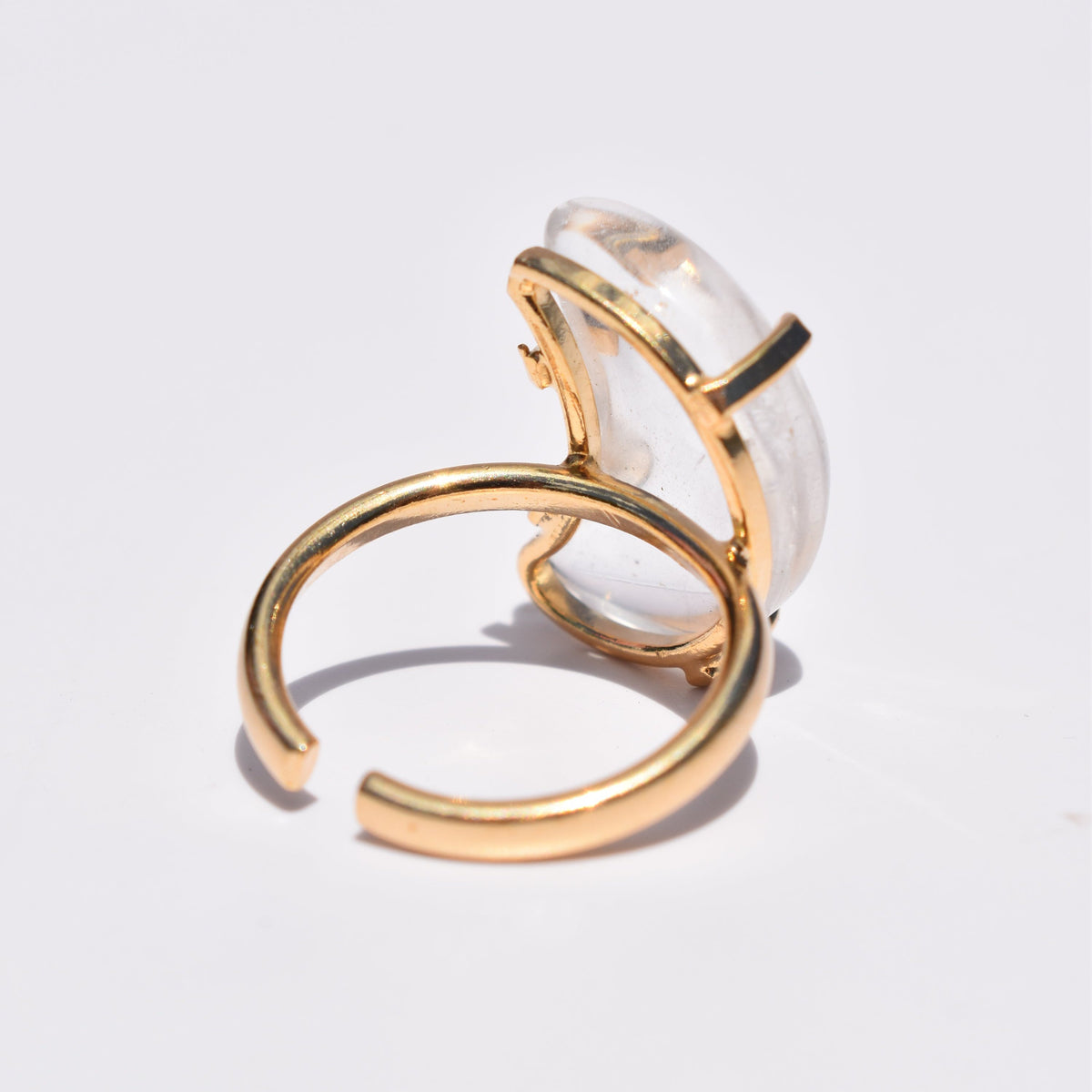 Clear Quartz Moon Single-Band Gold Ring