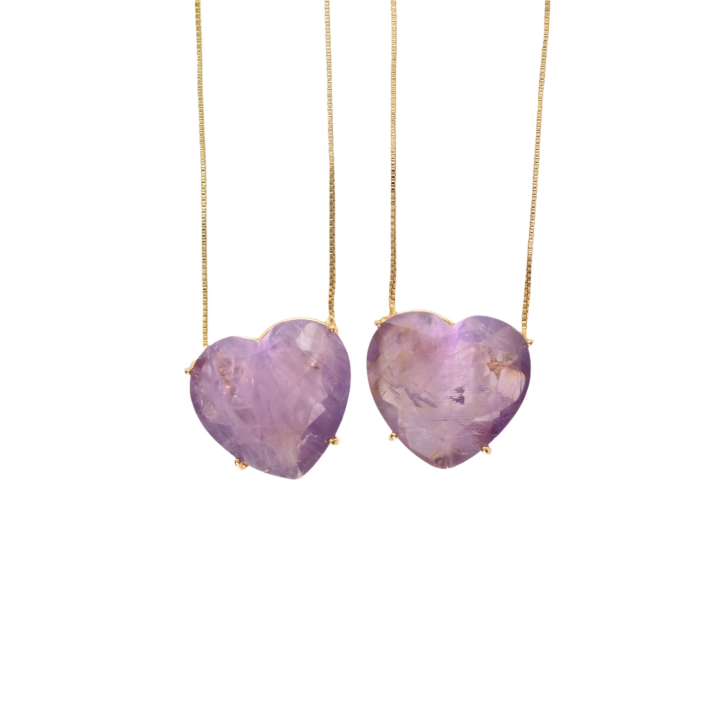 Amethyst Heart Gold Necklace
