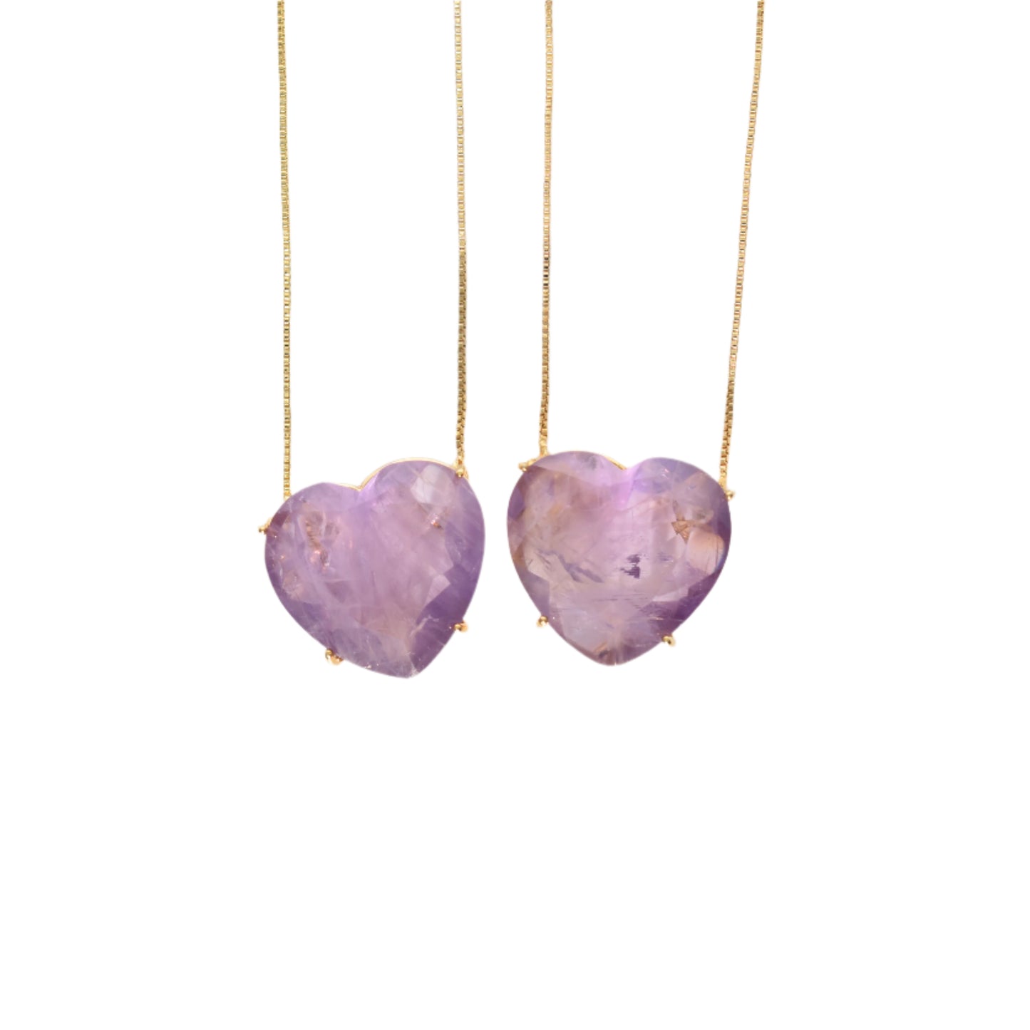 Amethyst Heart Gold Necklace