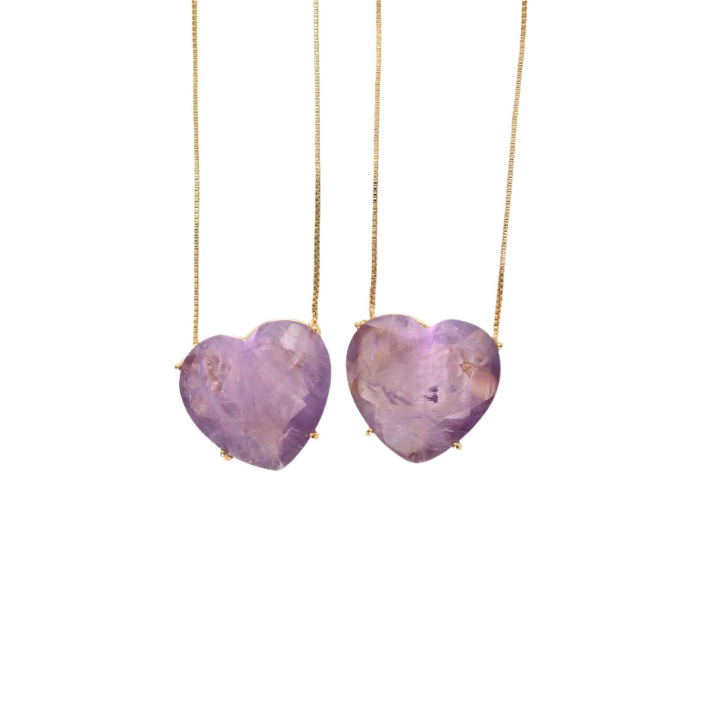 Amethyst Heart Gold Necklace