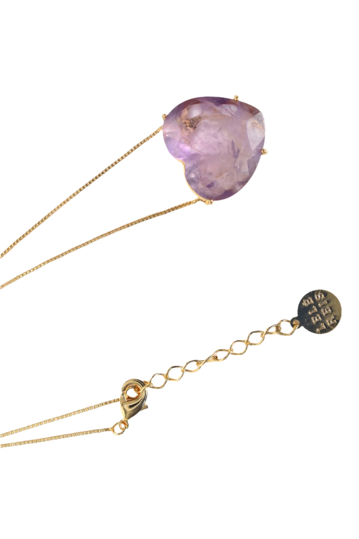 Amethyst Heart Gold Necklace