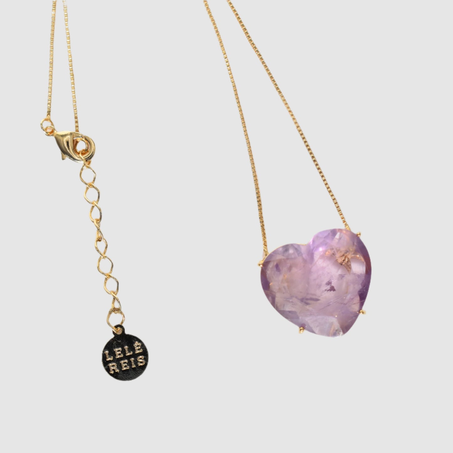 Amethyst Heart Gold Necklace