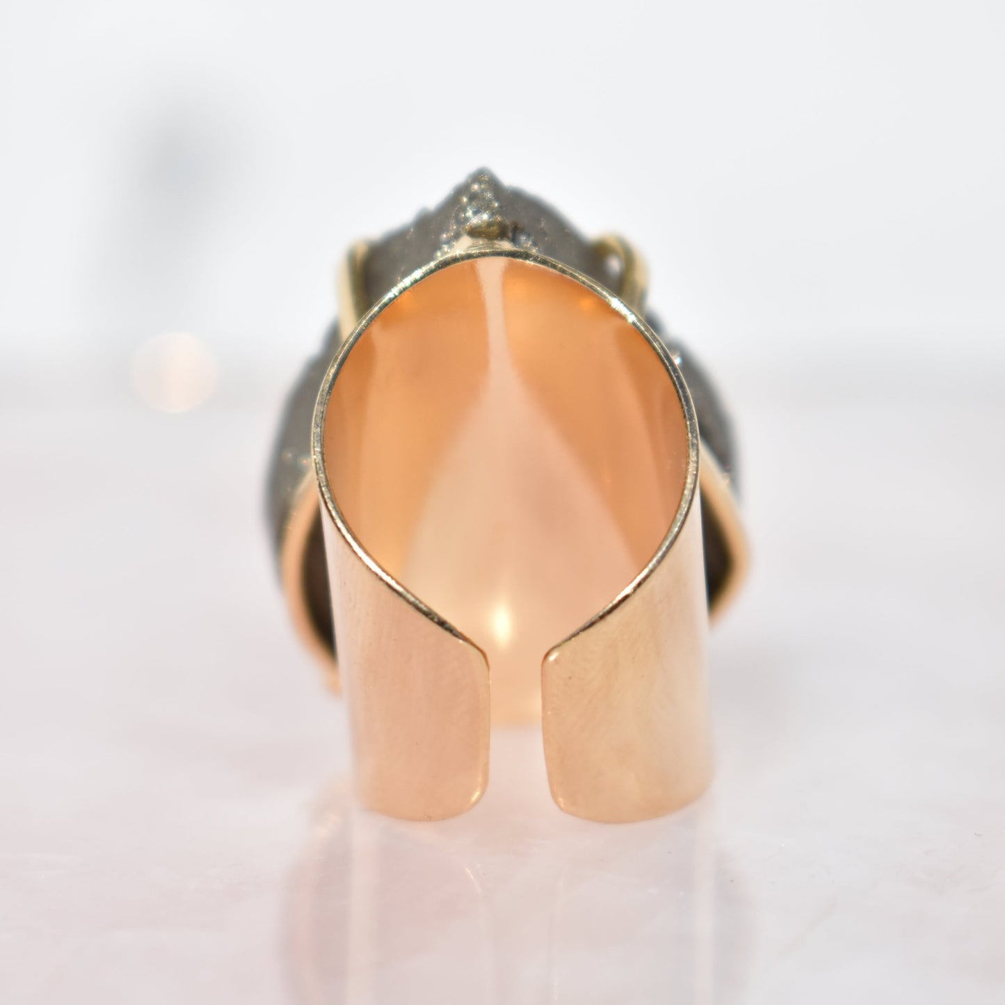 Pyrite Teardrop Cuff Gold Ring
