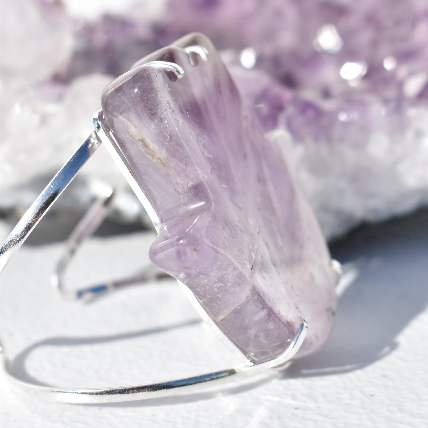 Amethyst Hamsa Silver Bracelet