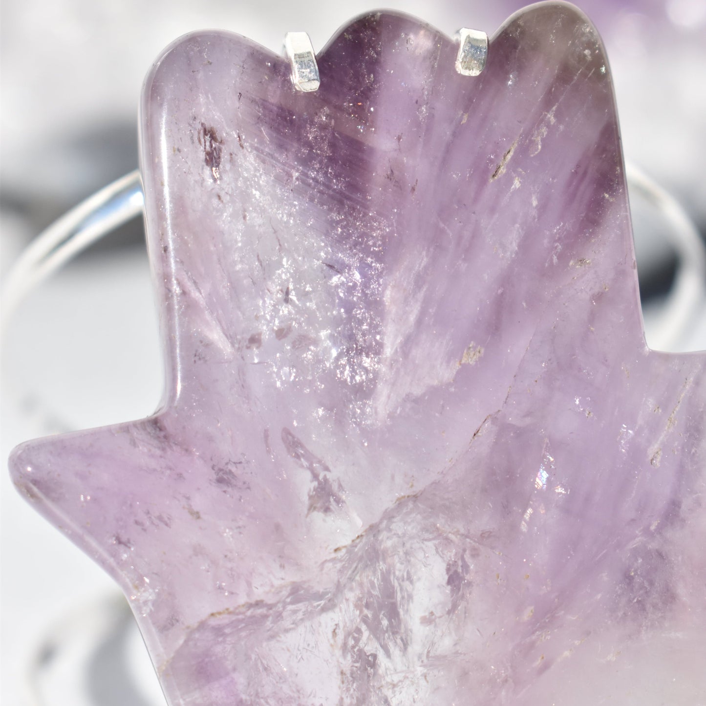 Amethyst Hamsa Silver Bracelet