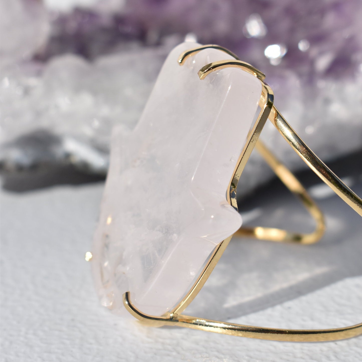 Rose Quartz Hamsa Gold Bracelet