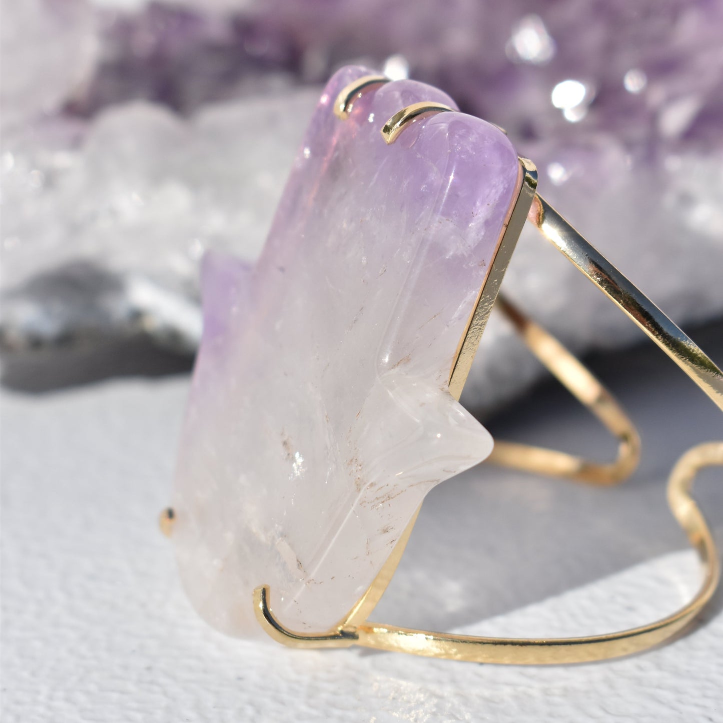 Amethyst Hamsa Gold Bracelet