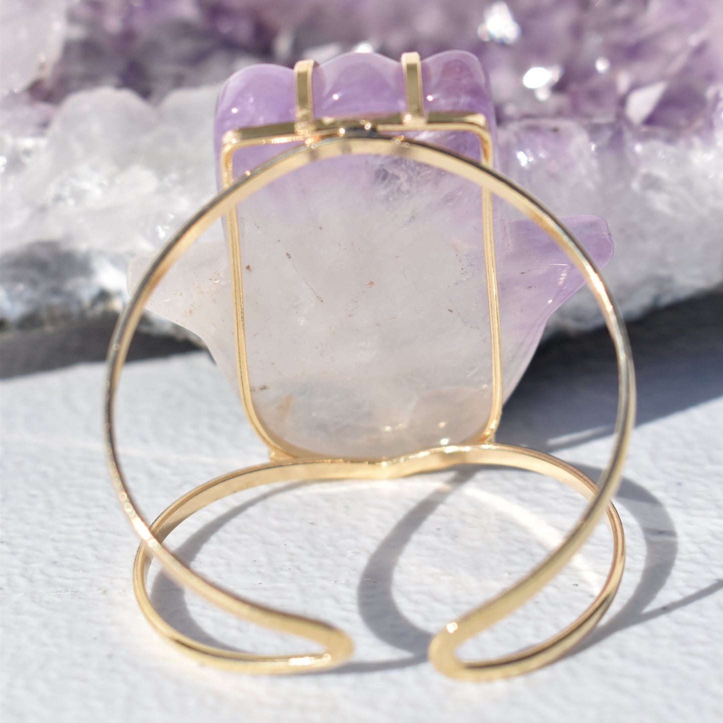 Amethyst Hamsa Gold Bracelet