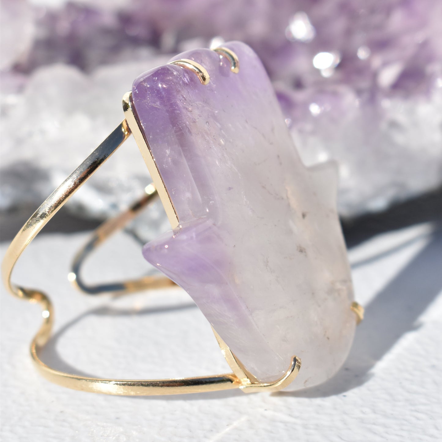 Amethyst Hamsa Gold Bracelet