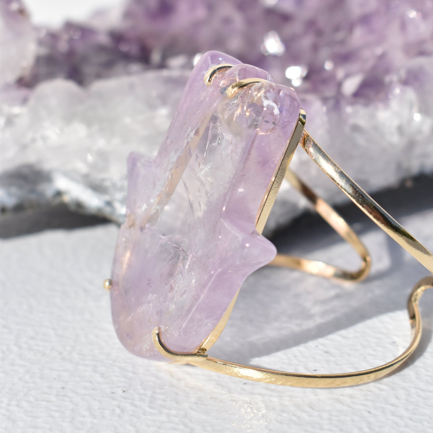Amethyst Hamsa Gold Bracelet