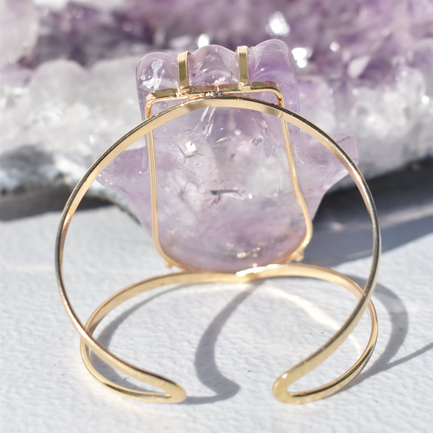 Amethyst Hamsa Gold Bracelet