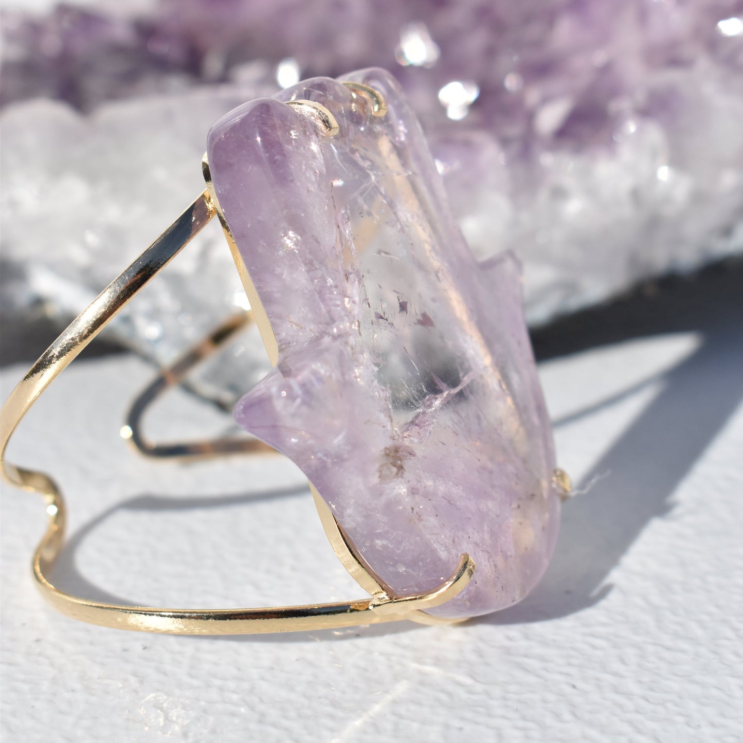 Amethyst Hamsa Gold Bracelet