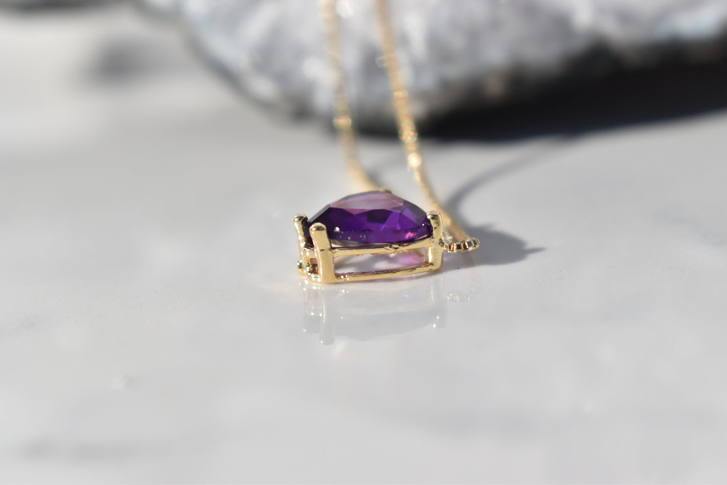 Amethyst Heart Gold Necklace
