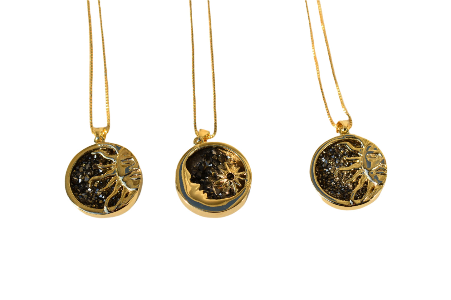 Pyrite Moon & Sun Necklace