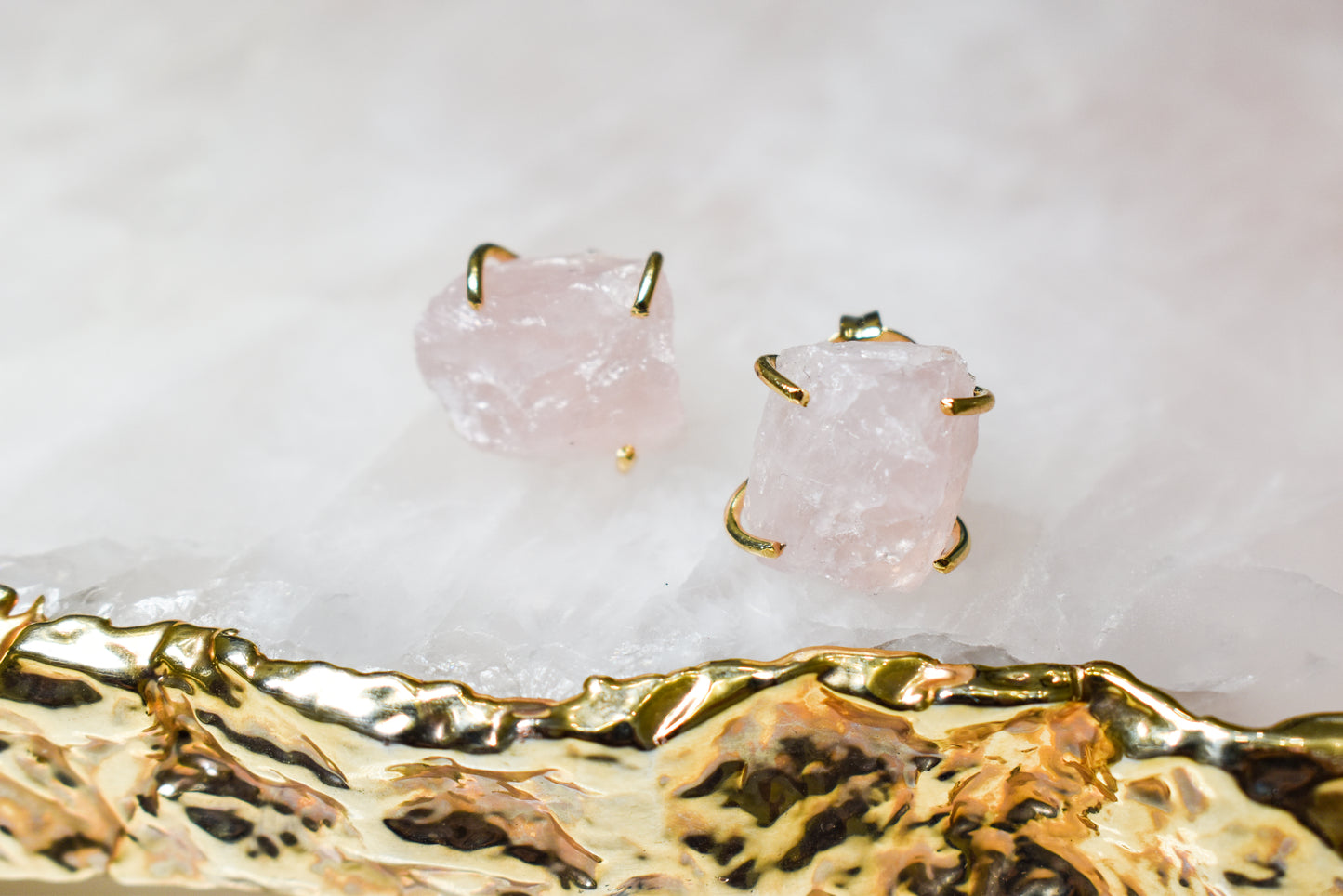 Raw Rose Quartz Earrings