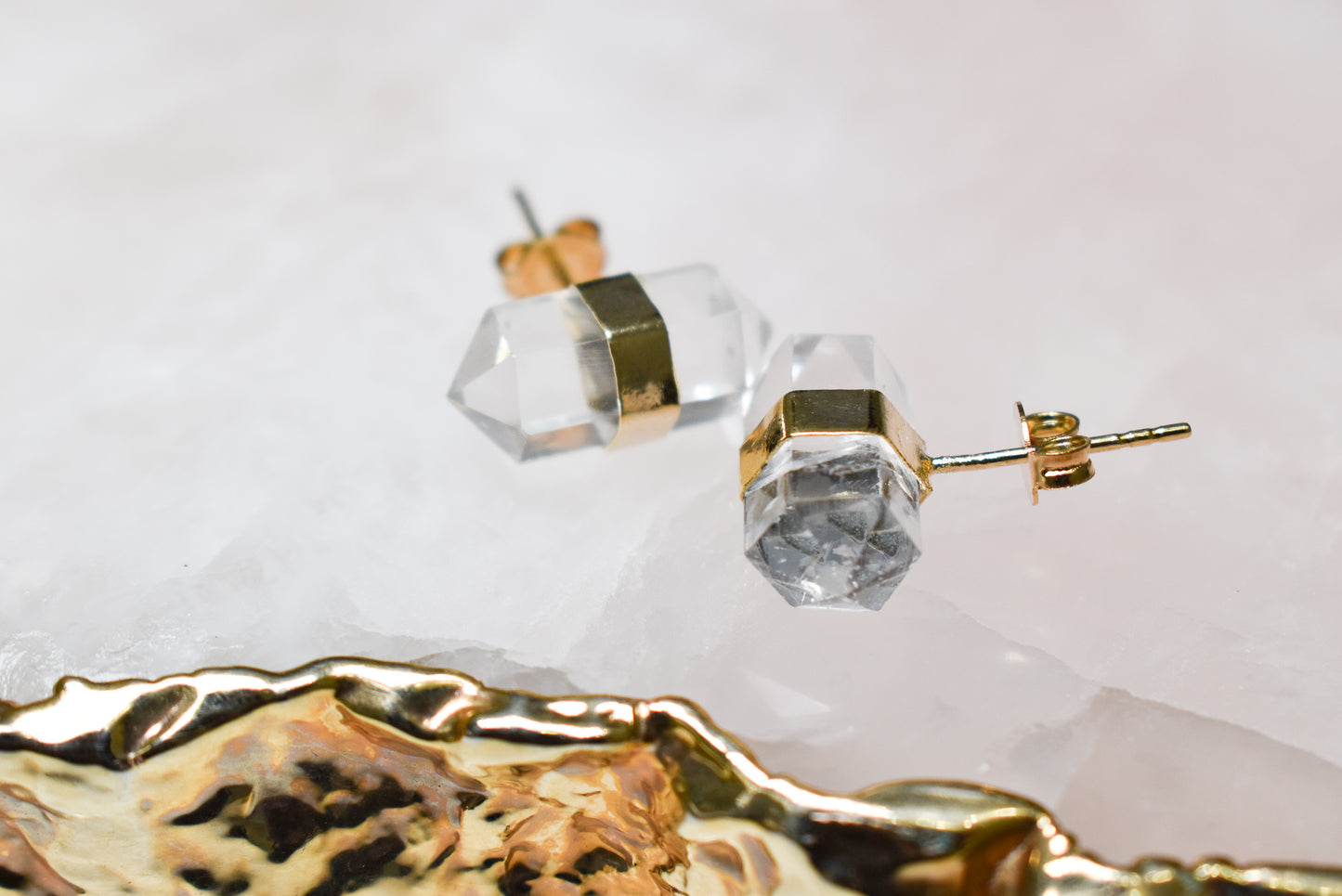 Clear Quartz Stud Earrings