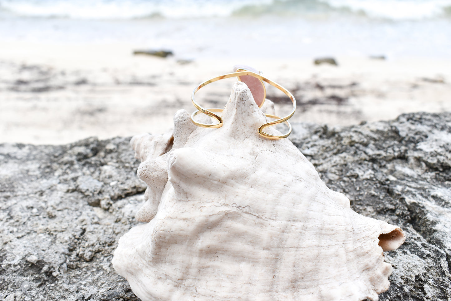 Pink Amethyst Moon Gold Bracelet