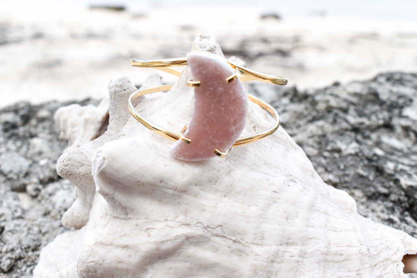 Pink Amethyst Moon Gold Bracelet