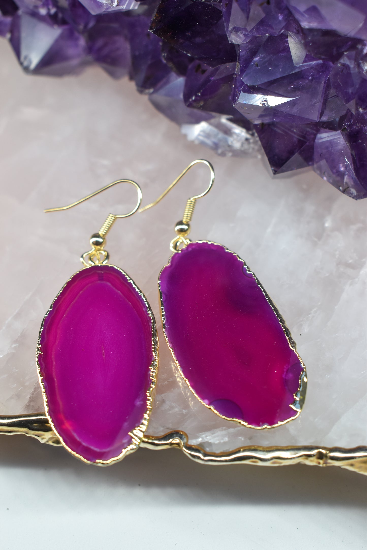Agate Fish Hook Gold Plated