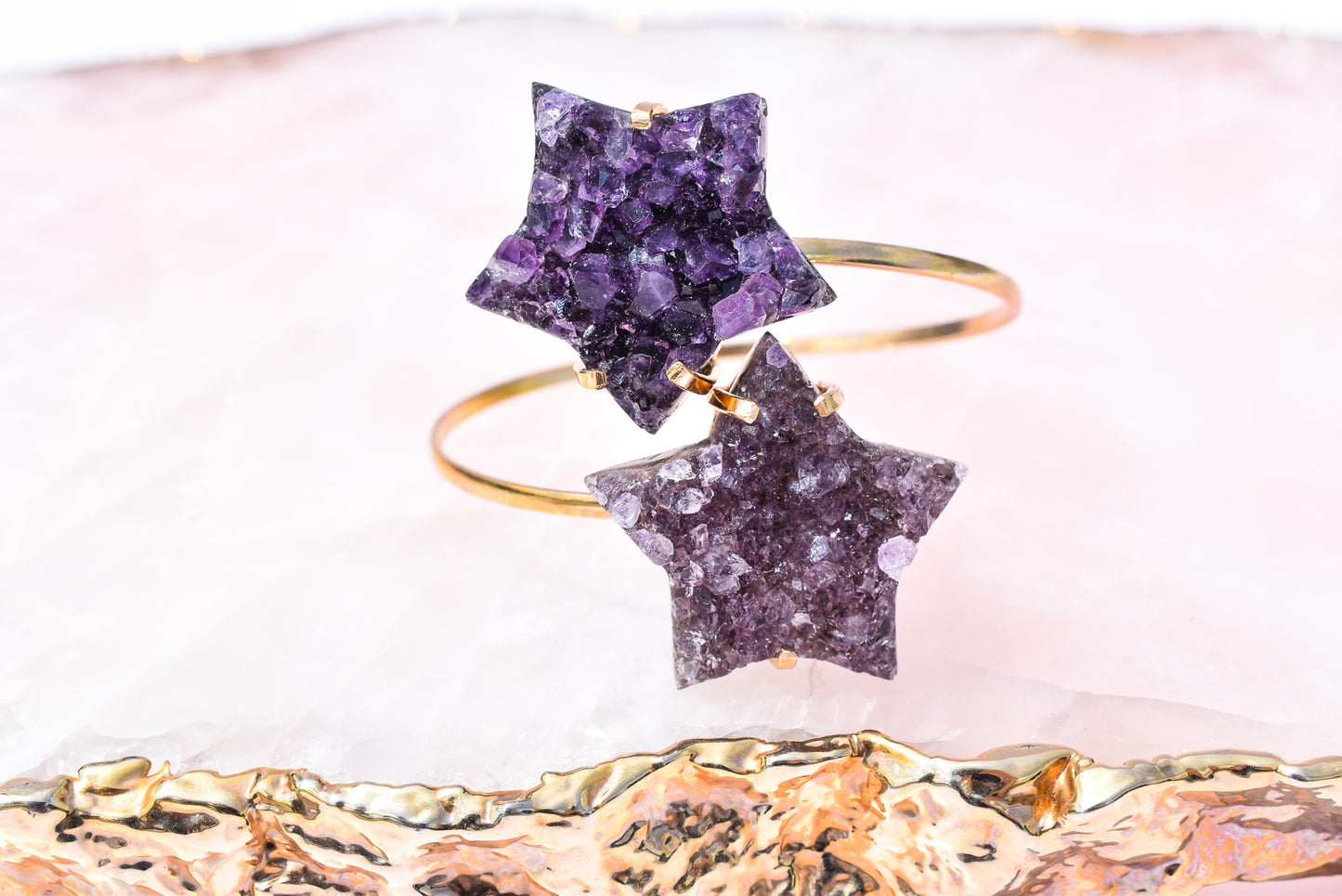 Amethyst Star Duo Gold Bracelet
