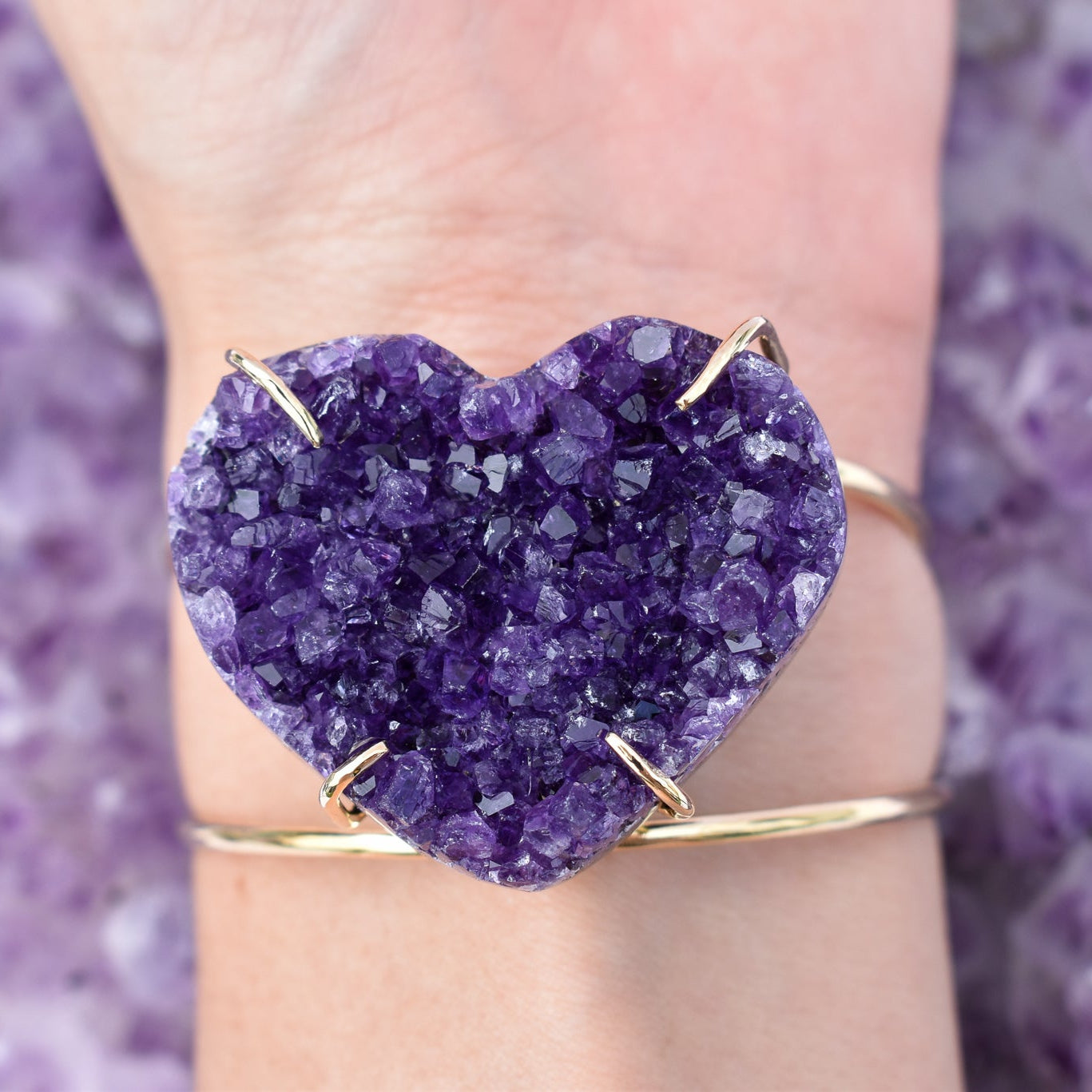 Amethyst Heart Gold Bracelet