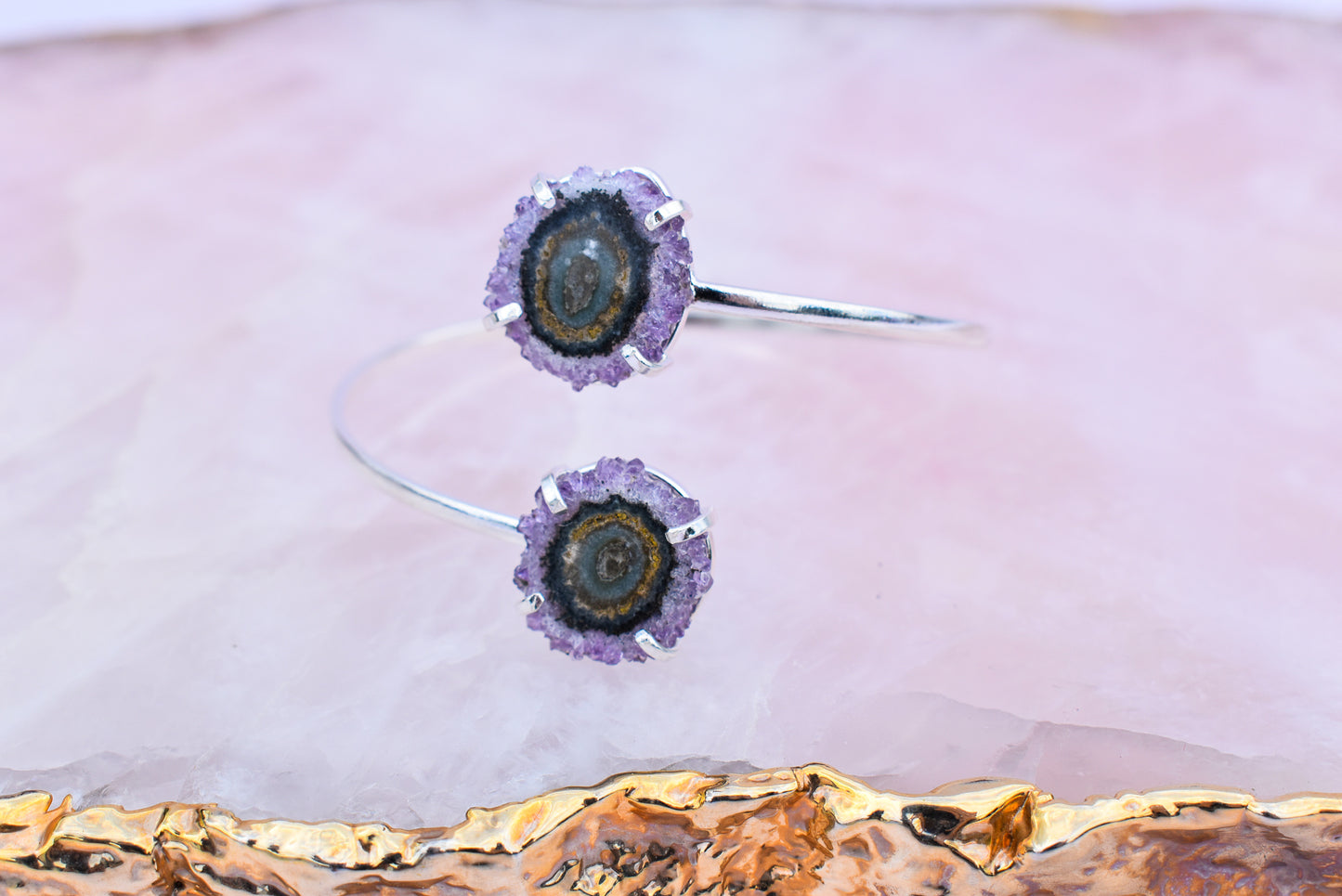 Stalactite Amethyst Duo Silver Bracelet