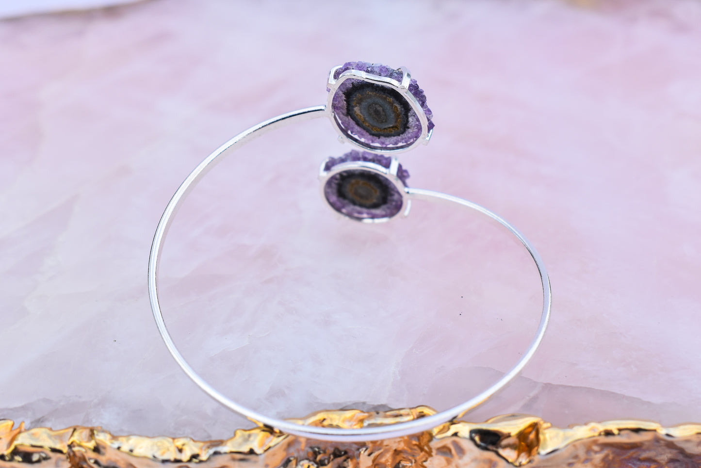 Stalactite Amethyst Duo Silver Bracelet
