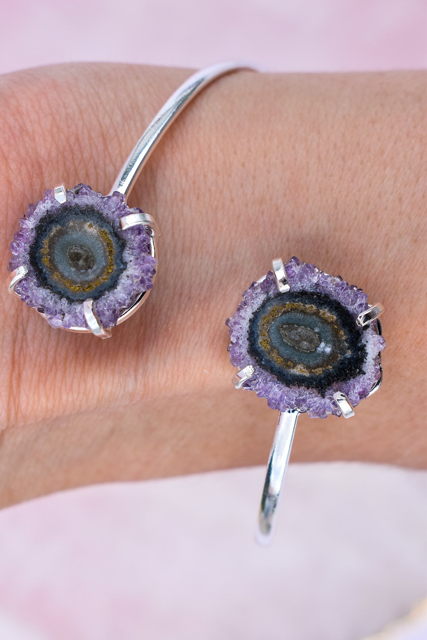 Stalactite Amethyst Duo Silver Bracelet