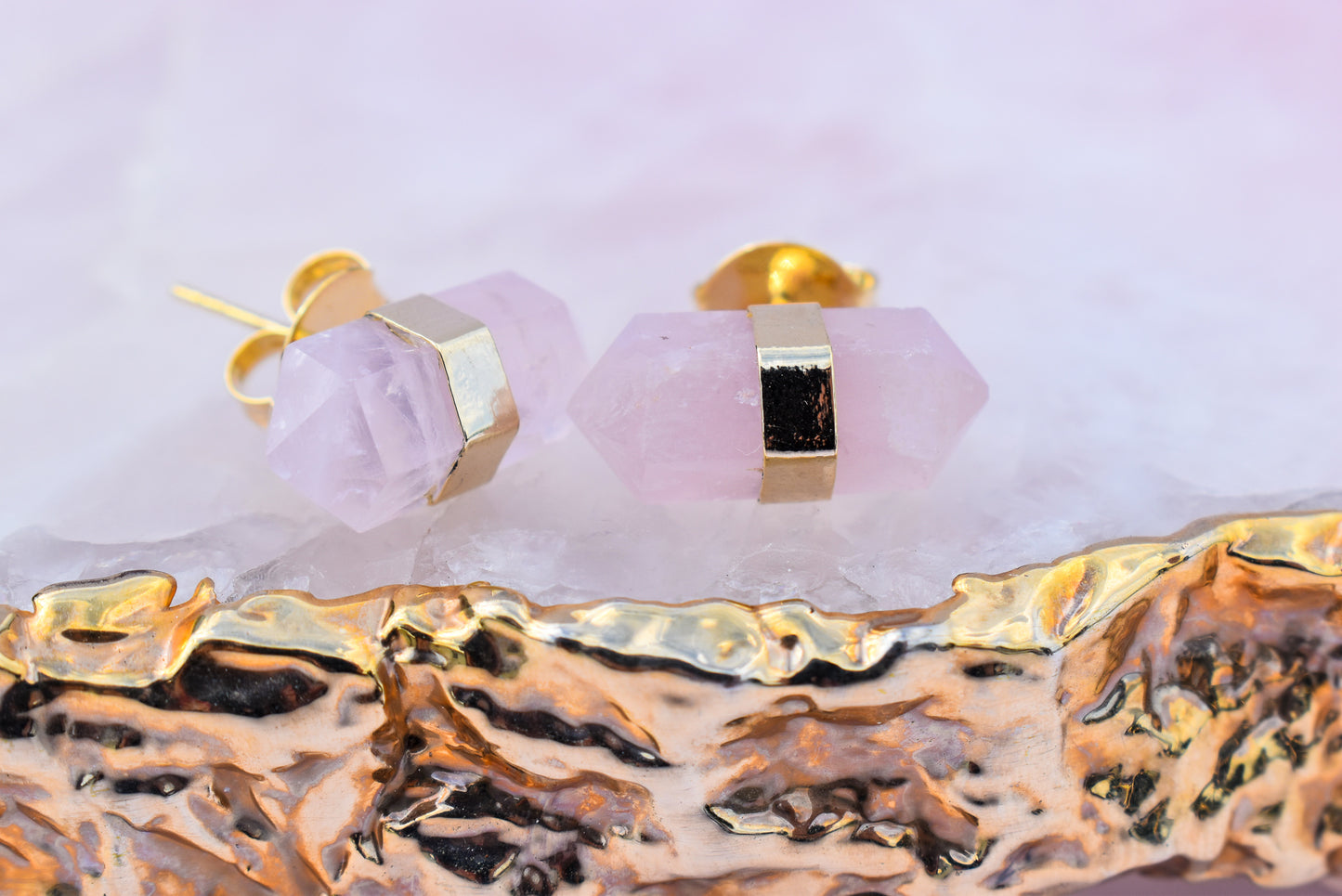 Rose Quartz Stud Earrings