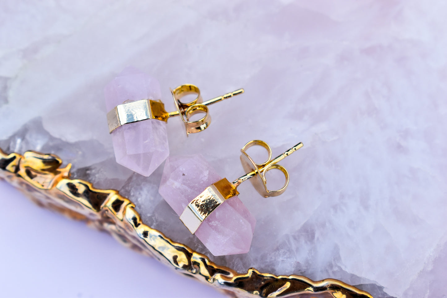 Rose Quartz Stud Earrings