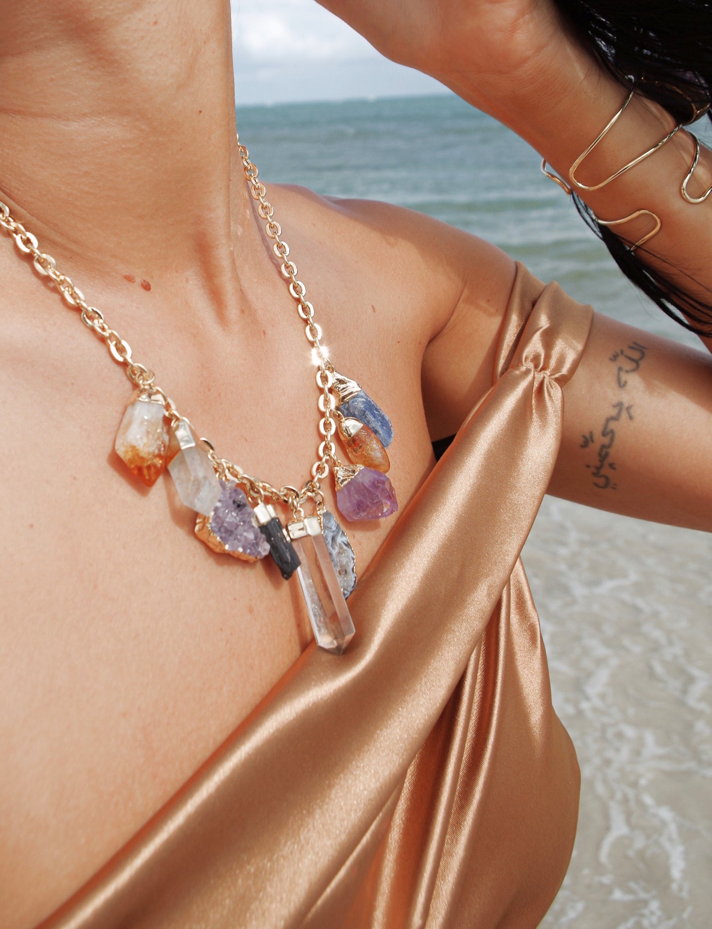 9 Stones Gold Necklace