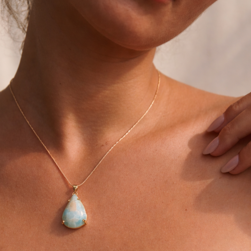 Larimar Teardrop Necklace