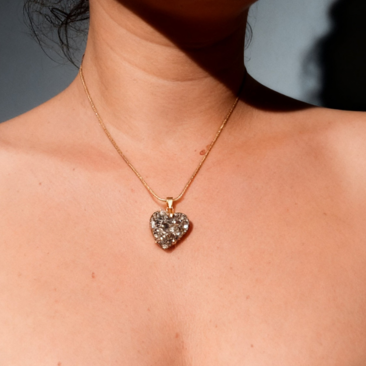 Pyrite Heart Necklace ( Cod 3 )