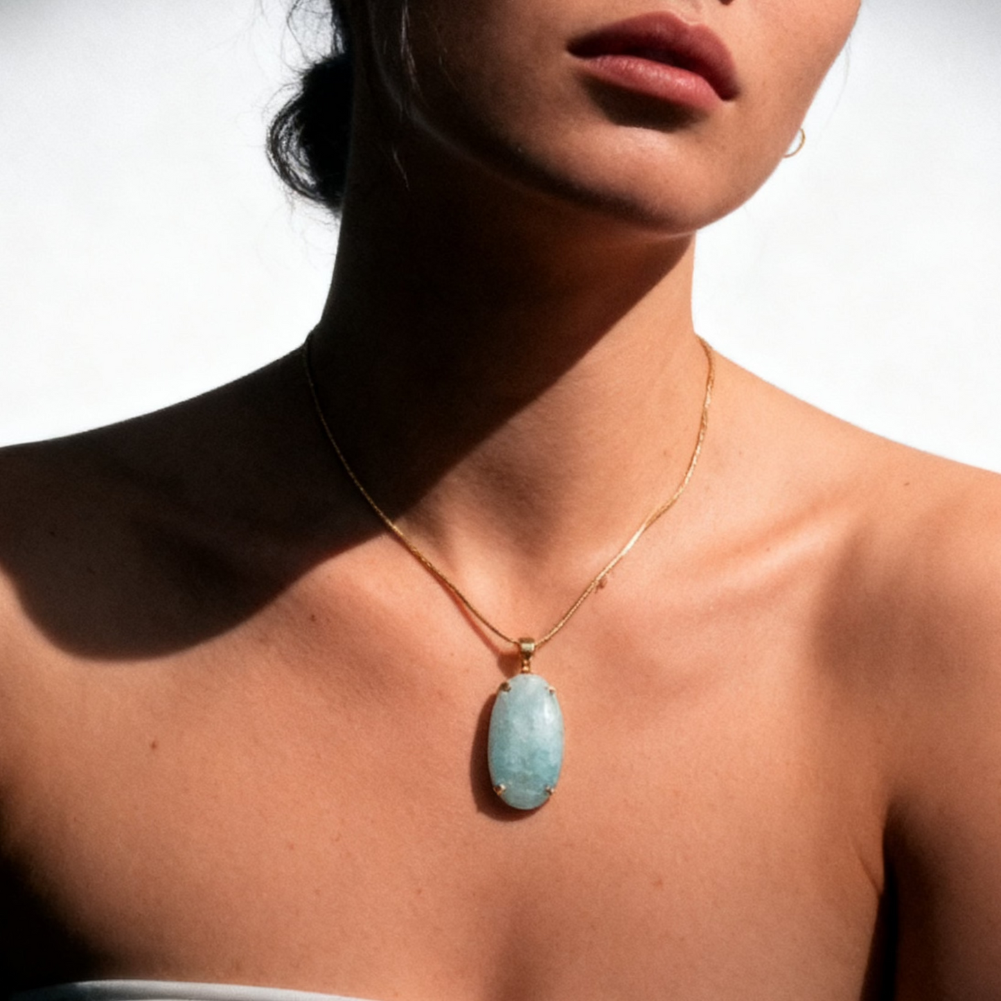Aquamarine Round  Necklace