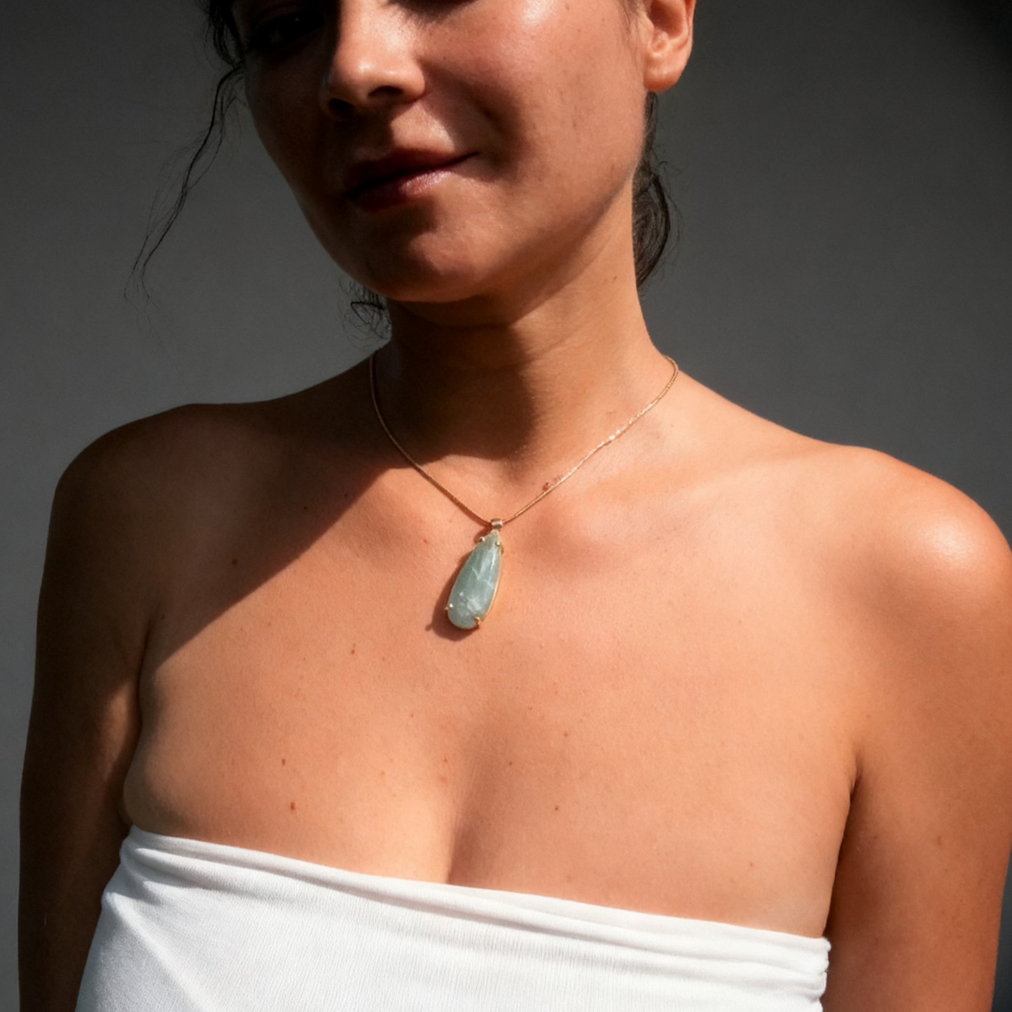 Aquamarine Teardrop Necklace
