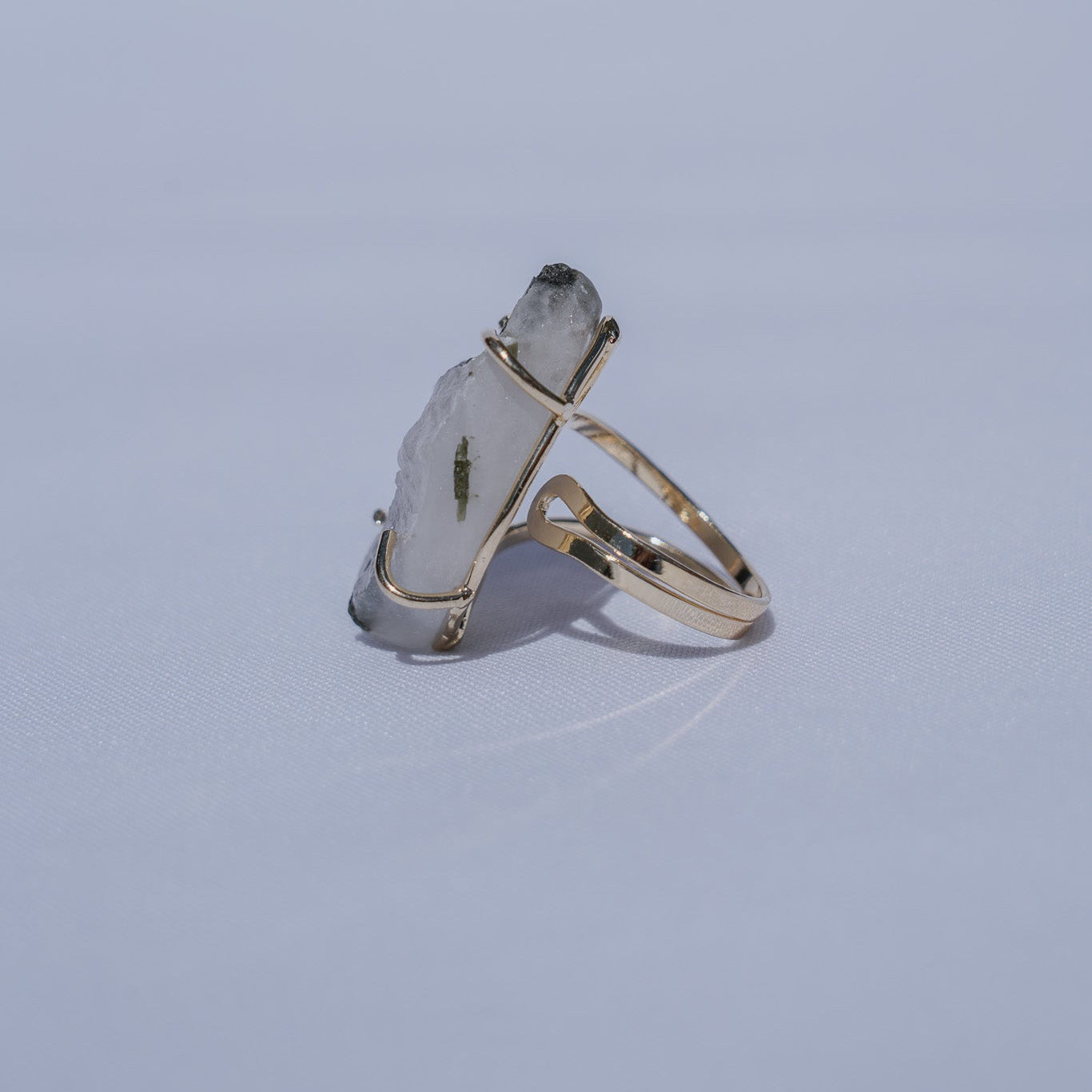 Green Tourmaline Quartz Gold Ring