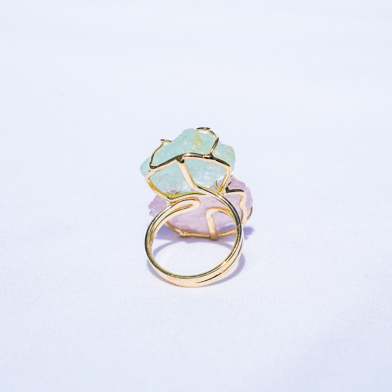 Rose Quartz + Clear Quartz Gold Ring