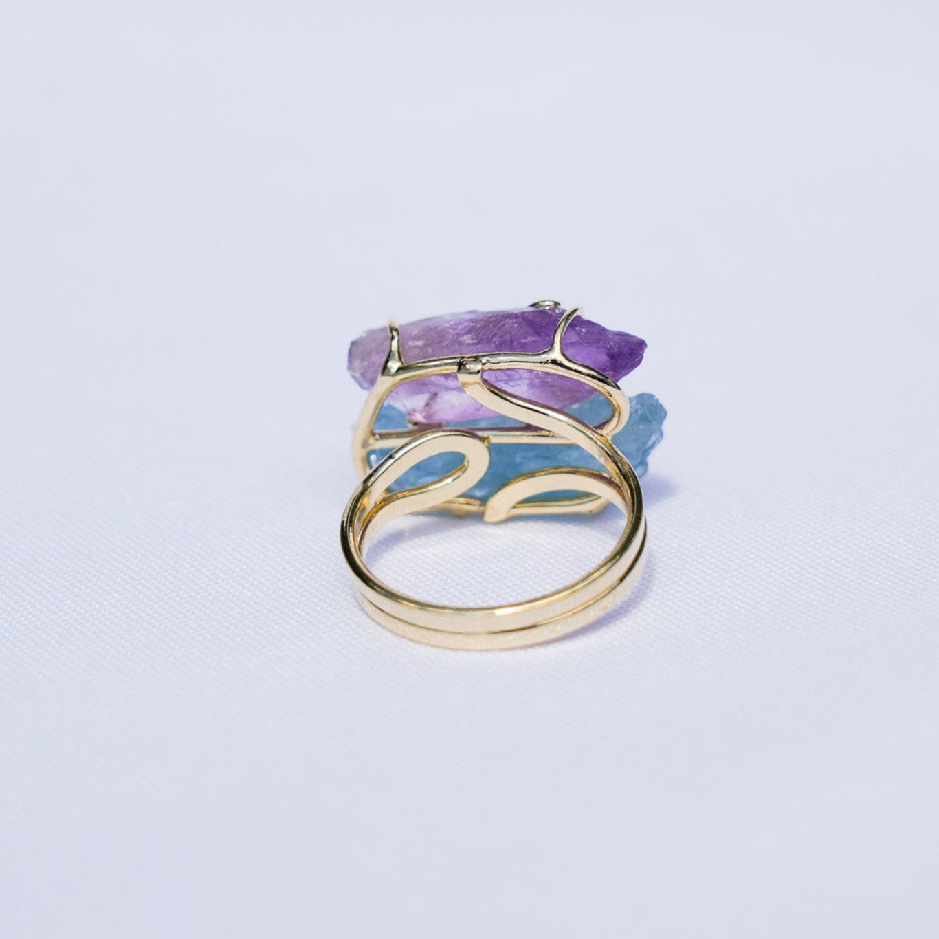 Aquamarine + Amethyst Gold Ring
