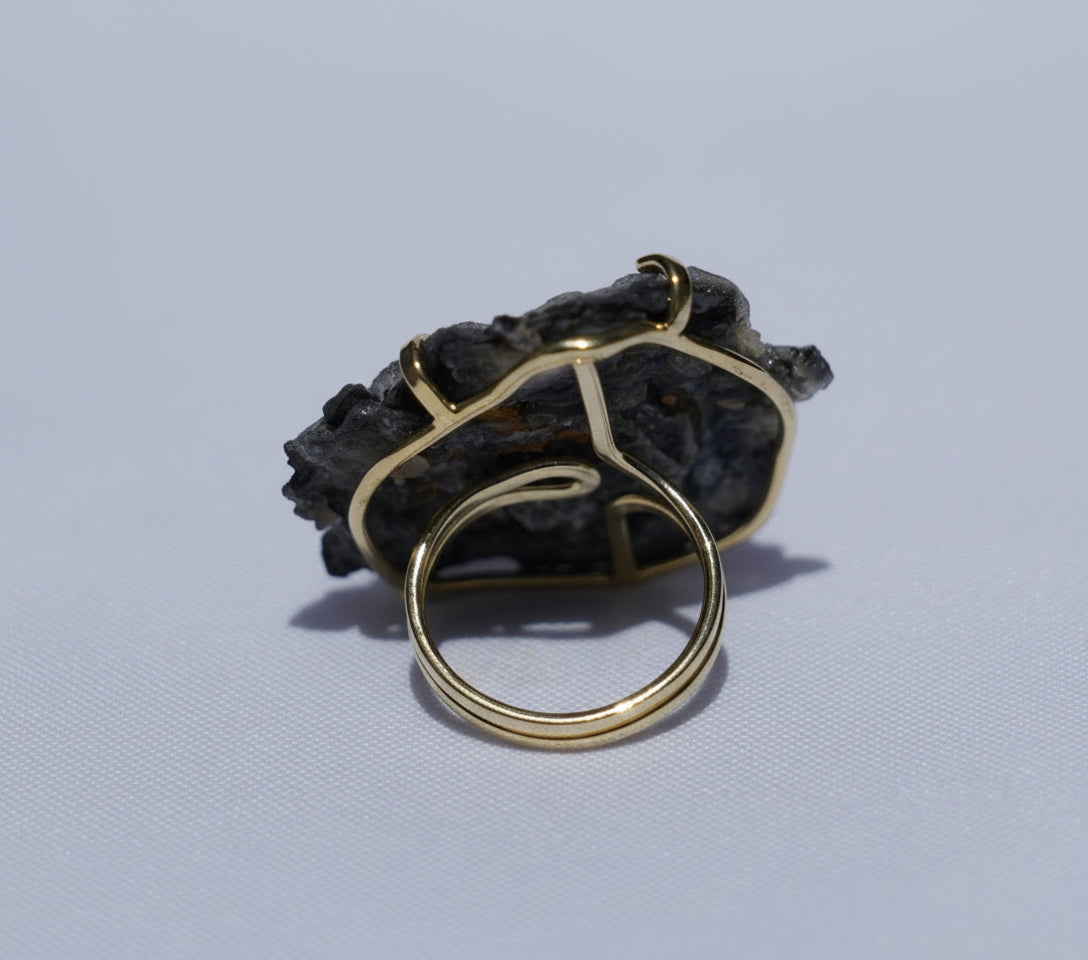 Dark Chalcedony Gold Ring