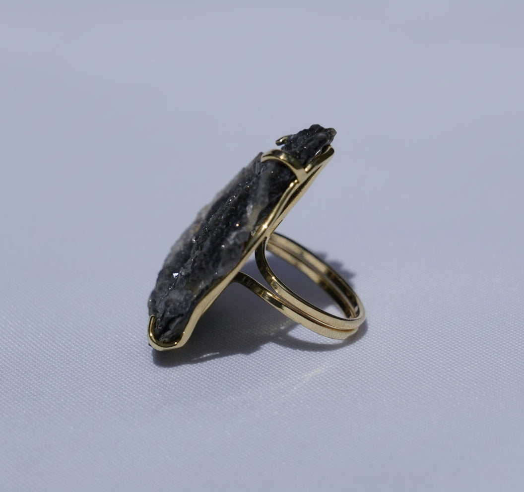 Dark Chalcedony Gold Ring