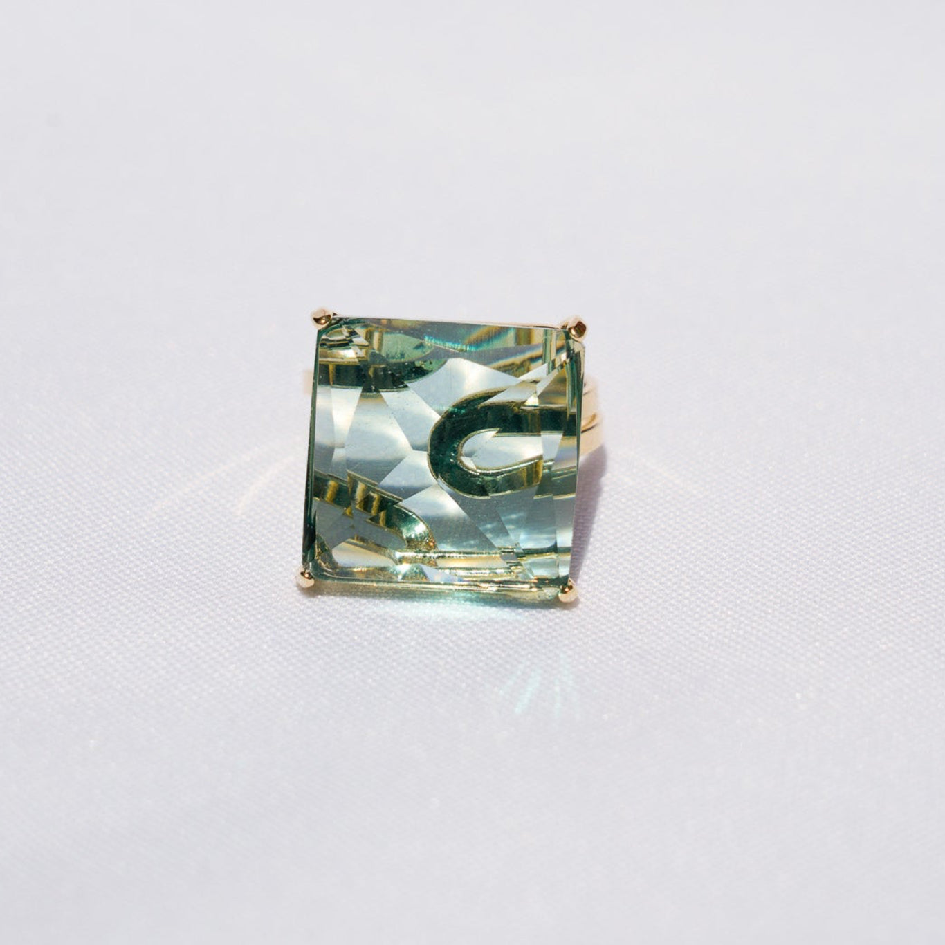 Blue Topaz Polished Square Gold Ring