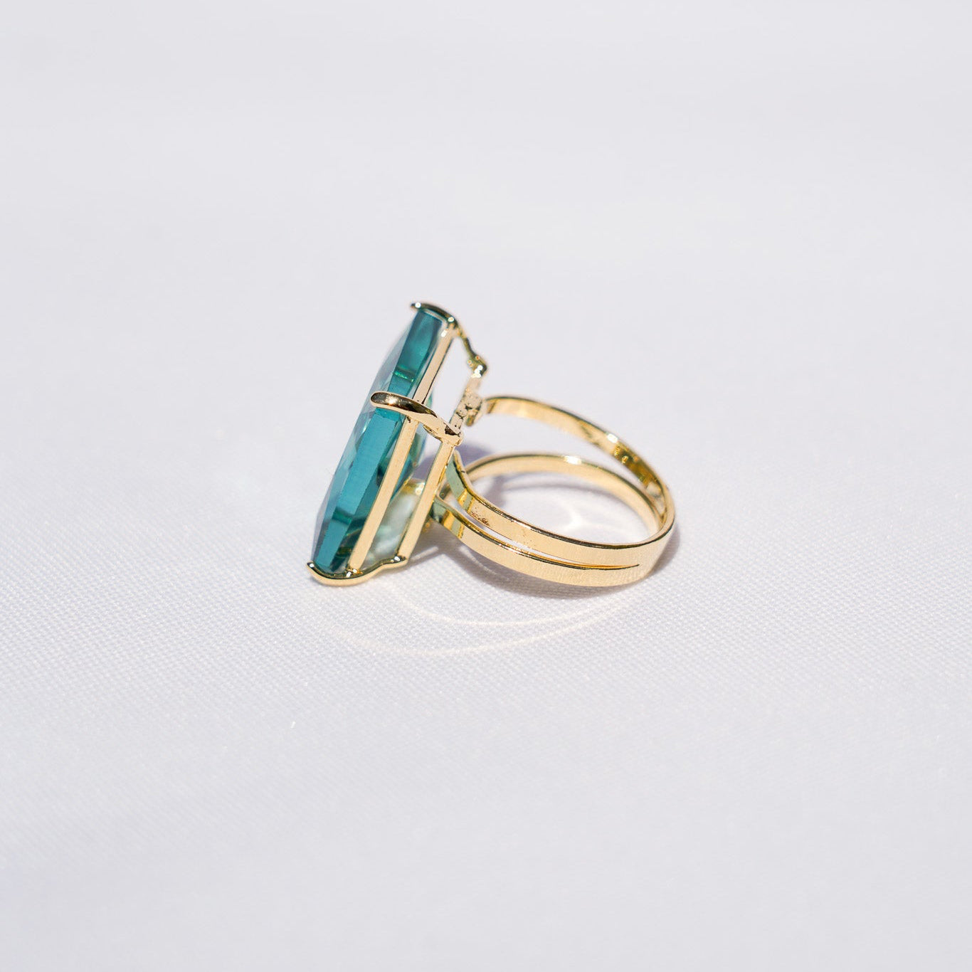Blue Topaz Polished Square Gold Ring