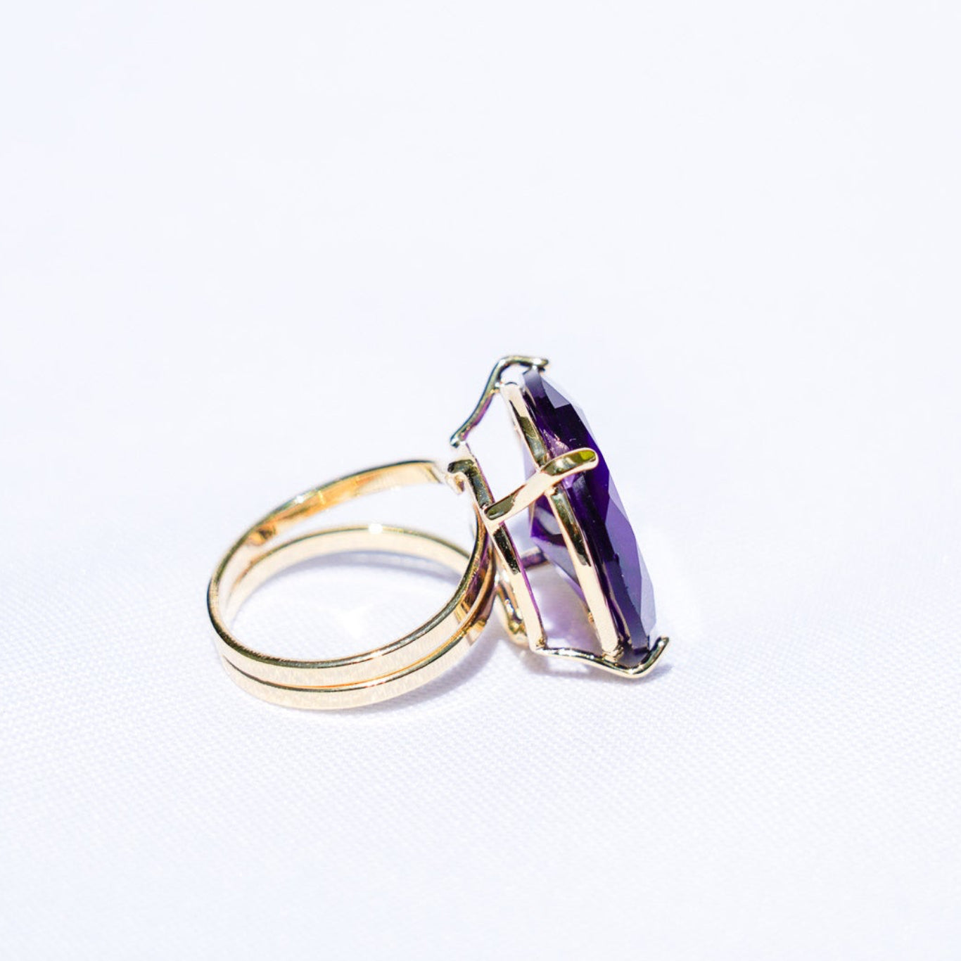 Amethyst Round Gold Ring
