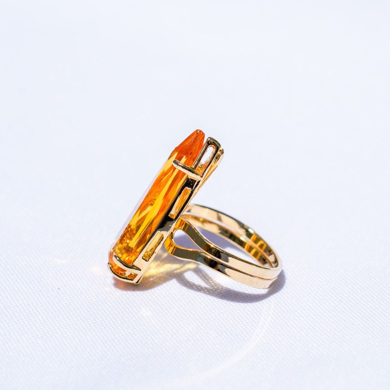 Citrine Polished Teardrop Gold Ring