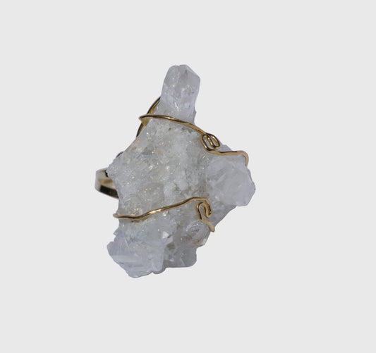 Clear Quartz Wire Gold Ring
