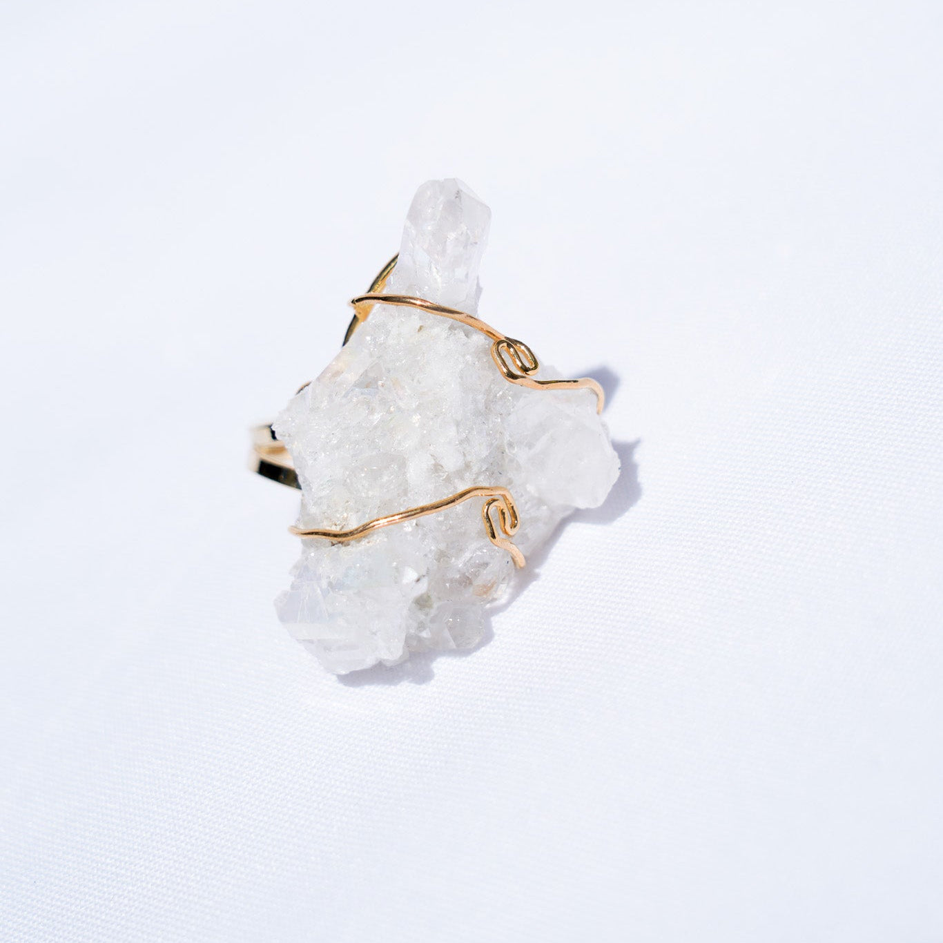 Clear Quartz Wire Gold Ring
